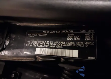 2012 Volvo S60 T5 z USA, uszkodzony, nr VIN YV1622FS1C2092893